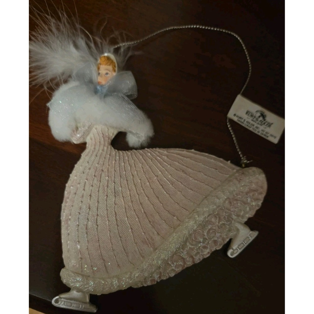 Vintage Kurt Adler Ornament Victorian Dressed Girl On Ice Skates Christmas NWT